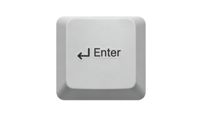 Isolated Keyboard Enter Key, High Detail and Texture, Transparent PNG Cutout, Computing and IT Asset, Generative AI