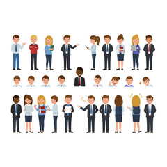 Diverse group of business professionals in various poses and attire 1.