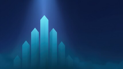 Abstract blue gradient background with geometric shapes representing growth and progress in a modern business or financial concept illustration