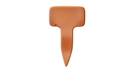 Single terracotta plant marker with pointed end on black background garden, Isolated On Png Transparent Background