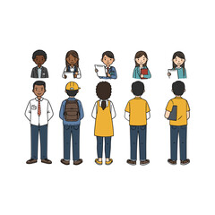 Diverse group of people representing various professions and roles.