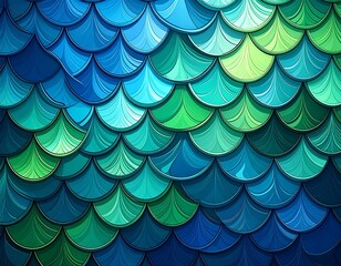 Abstract design of colorful overlapping scale-like shapes