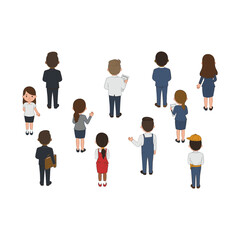 Diverse Group of People Standing Together Back View.