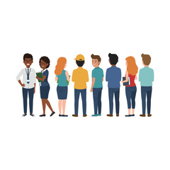 Diverse Group of People Standing Together in a Row.