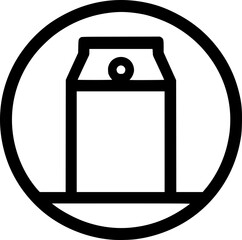 Obraz premium Minimalist black-white milk box icon with clean lines, no shading, isolated on white. Simple, modern, scalable, ideal for logos or digital use.