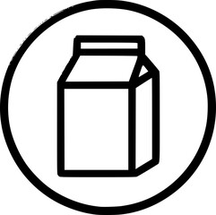 Naklejka premium Minimalist black-white milk box icon with clean lines, no shading, isolated on white. Simple, modern, scalable, ideal for logos or digital use.