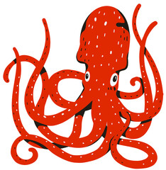 Red purple octopus hand draw simplified illustration pop art style marine sea animal life