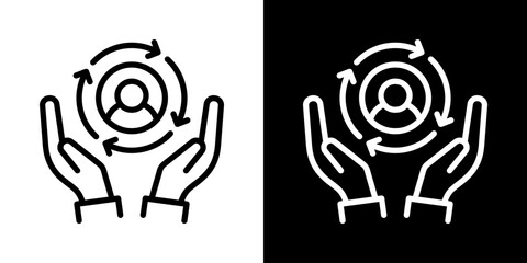 Customer Retention Icon Of Line Black And White Style 