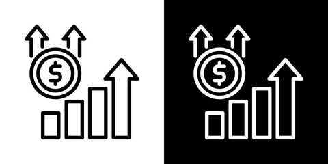 Fototapeta premium Revenue Growth Icon Of Line Black And White Style 