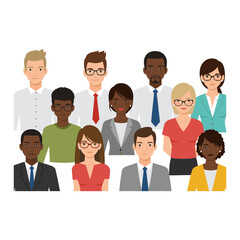 Diverse group of professional business people standing together as a team.