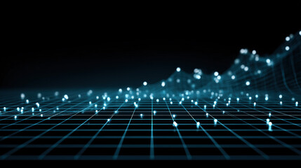 prototype. Virtual reality concept with abstract data patterns and glowing symbols. product launch decks, UI/UX mockups, designed for data visualization dashboards and holographic UIs.