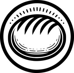 Minimalist black-white bread icon with clean lines, no shading, isolated on white. Simple, modern, scalable, ideal for bakery logos or digital use.
