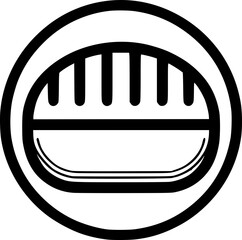 Minimalist black-white bread icon with clean lines, no shading, isolated on white. Simple, modern, scalable, ideal for bakery logos or digital use.