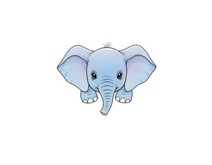 Adorable baby elephant illustration with large ears and gentle expression, perfect for children's themes and cute designs