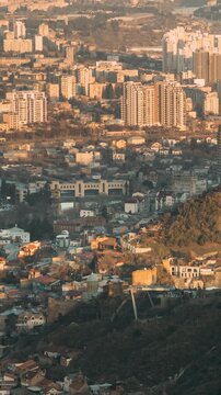 Tbilisi Georgia. Residential Quarters time lapse timelapse. time lapse timelapse elevated view Cityscape Famous Landmarks: Kartlis Deda Georgia mother Monument, Narikala Fortress, Tabor Monastery In