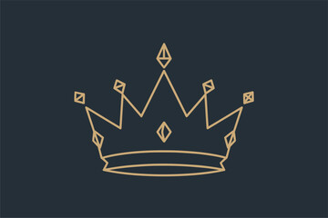 Elegant Gold Crown Illustration on Dark Background for Royal Design Inspiration
