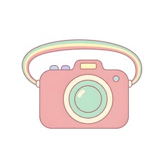 Kawaii Camera with Rainbow Strap Illustration
