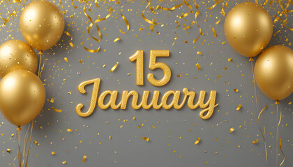 Golden balloons and confetti celebrate January 15th in style