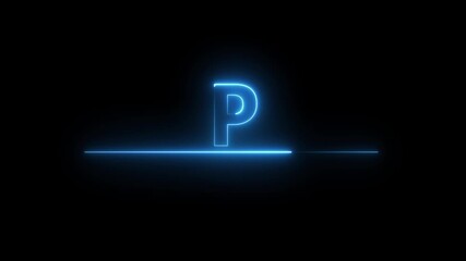 Glowing neon alphabet text animation. Neon alphabet letter P animation on black background. - Powered by Adobe