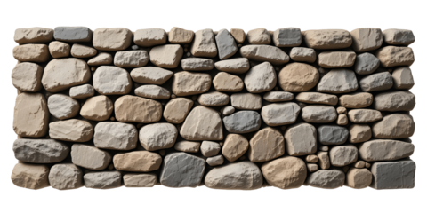 Rustic stone wall with varied rocks on black background