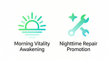 Morning vitality awakening night repair promotion represents the health concept of awakening morning vitality and promoting night repair, suitable for health maintenance promotion.
