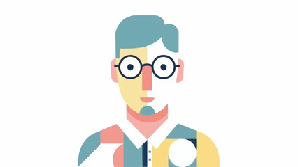 Modern Geometric Portrait of a Man with Glasses and Beard.