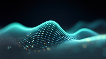 Abstract digital wave with glowing points and smooth curves, representing data visualization and technology concepts in a cosmic atmosphere