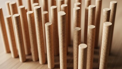 Structured arrangement of cork cylinders, creating visual texture and rhythm