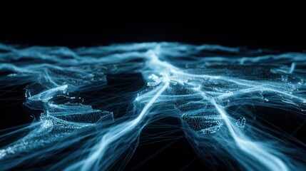 Abstract Digital Representation of Global Connectivity with Light Trails and Geometric Patterns in a Dark Environment