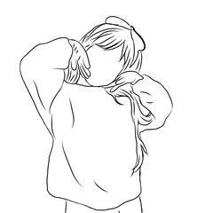Girl in Oversized Hoodie Line Art
​

