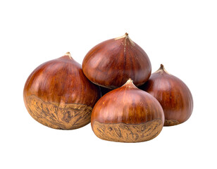 Obraz premium Fresh Chestnuts Isolated on White - Healthy Autumn Food.