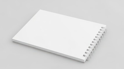 Blank white spiral bound notebook on gray background