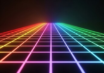 Vibrant gradient laser grid on dark background, retro futuristic scene