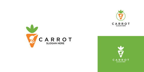 Simple carrot logo design with unique concept premium vector