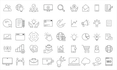 Doodle alphabet and business icons collection for web and mobile technology vector set