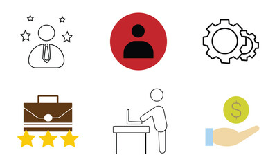 Abstract vector illustration of business communication icons set and symbols for finance and technology management