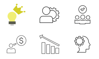 Business and finance vector icons set illustration, sign, symbol, design concept for communication, web, social network, and technology