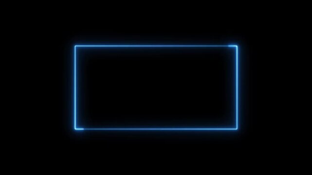 Dynamic creation of neon blue rectangle with glowing effect on dark background
