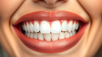 Close-up of a radiant smile with perfect white teeth, showcasing dental health and confidence.