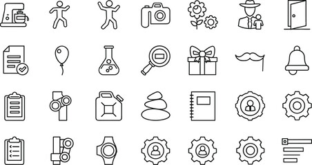 Black and White Global Landmark Icon Set Featuring Famous Architecture, Historic Buildings, Cultural Monuments, Travel Destinations, and Heritage Symbols for Design Projects