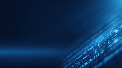 Abstract representation of digital data in the form of binary code on a deep blue background, symbolizing technology, communication, and information transmission