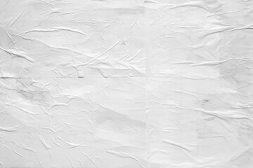 white crumpled and creased glued wrinkled paper poster texture background