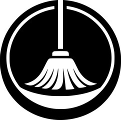 Minimalist black-white cleaner set icon with clean lines, no shading, isolated on white. Simple, modern, scalable, ideal for service logos or digital use.