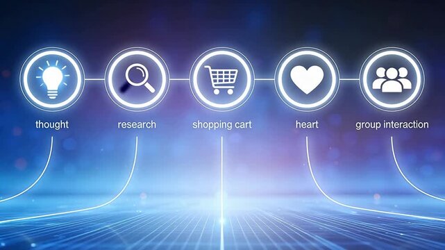 Digital flowchart with icons and labels