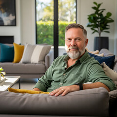 young man sitting on a sofa