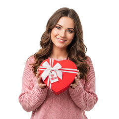 young woman with gift box
