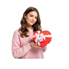young woman with gift box