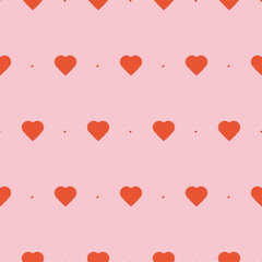 Vector pink and red heart seamless pattern, modern geometric pattern.