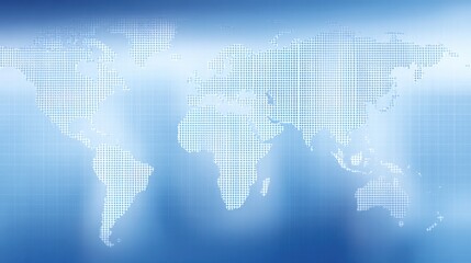 Obraz premium Abstract World Map with Dots and Soft Blue Background for Global Business, Technology and Communication Visuals, Perfect for Infographic Use