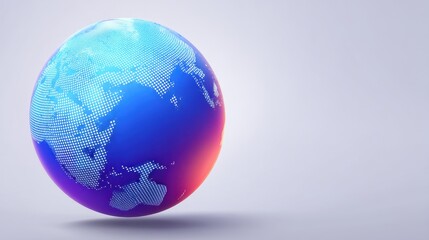 Contemporary Digital Globe Illustration with Dotted World Map Design Symbolizing Global Connectivity and Modern Technology in Vibrant Blue and Orange Hues